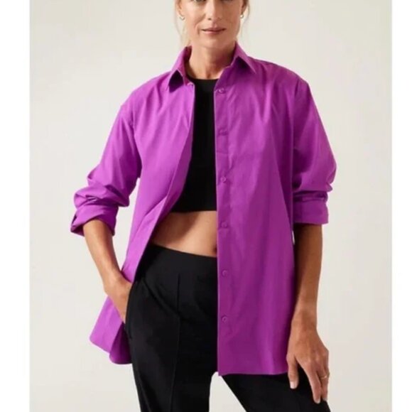3X - ATHLETA - Oversized Poplin Top Button Athletic Shirt NEW $129 msrp - Picture 4 of 4